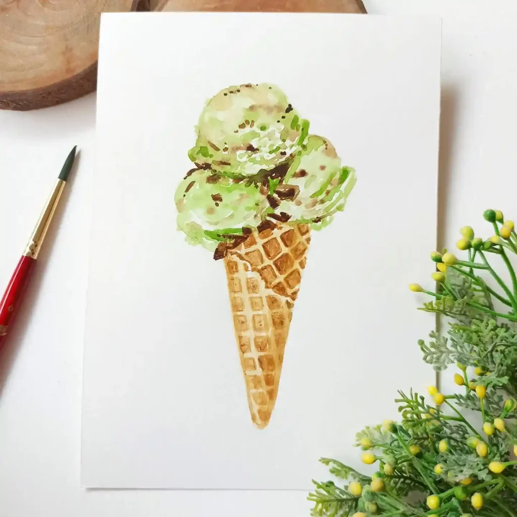 Watercolor Ice cream Drawing Ideas 7