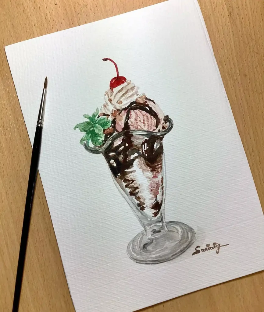 Watercolor Ice cream Drawing Ideas 8