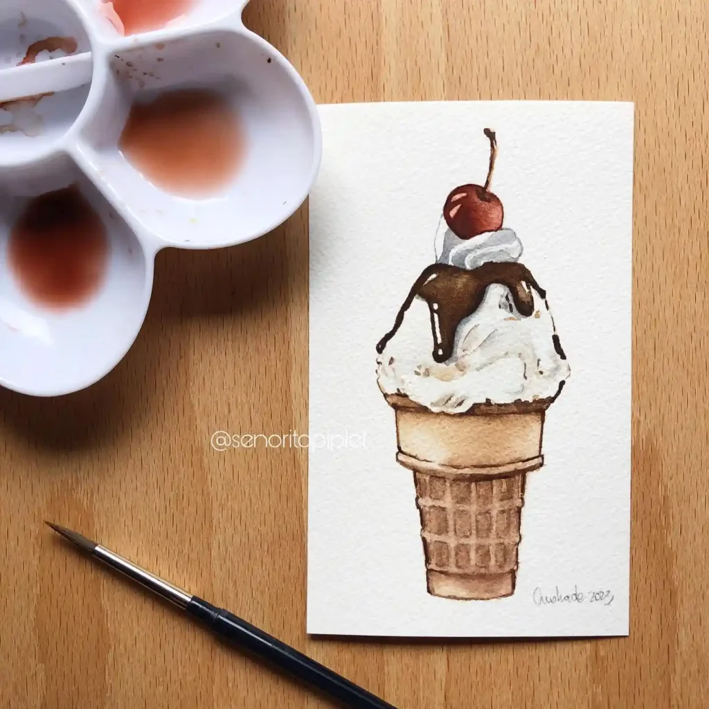Watercolor Ice cream Drawing Ideas 9