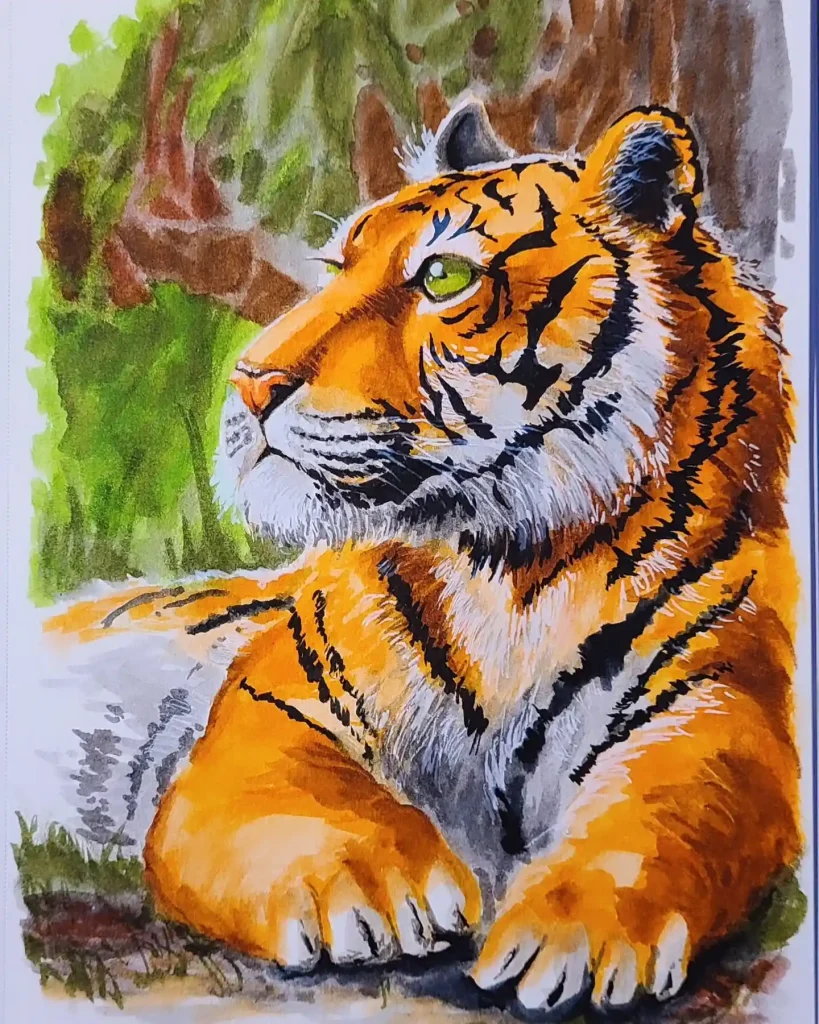 Watercolor Jungle Drawing Ideas 15