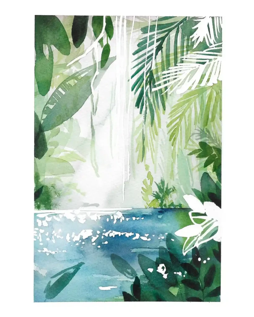 Watercolor Jungle Drawing Ideas 17