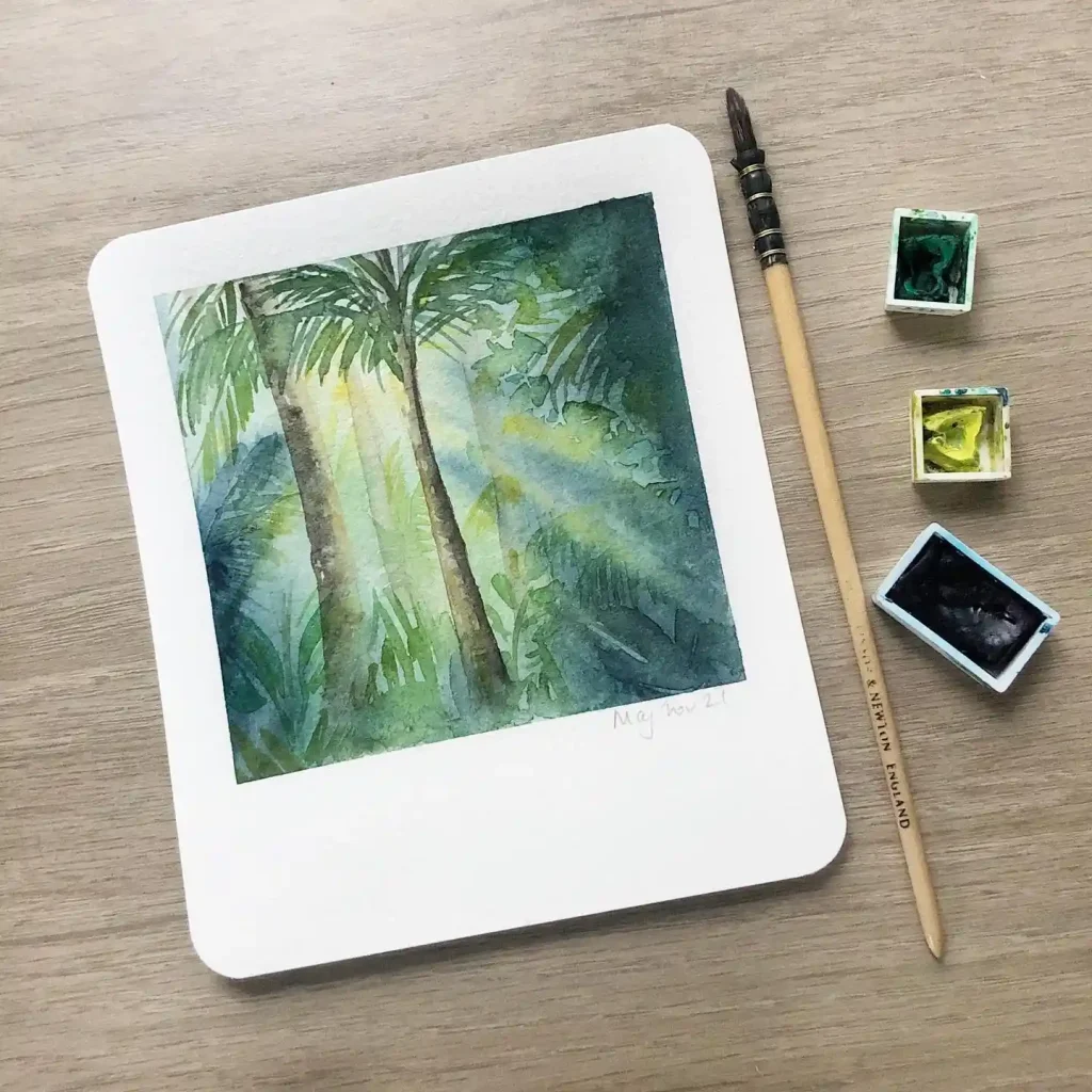 Watercolor Jungle Drawing Ideas 19