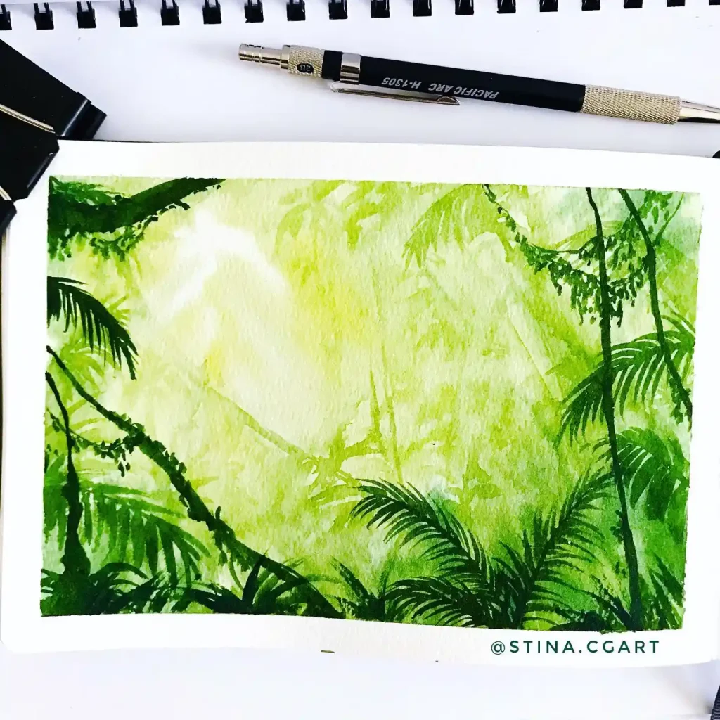 Watercolor Jungle Drawing Ideas 2