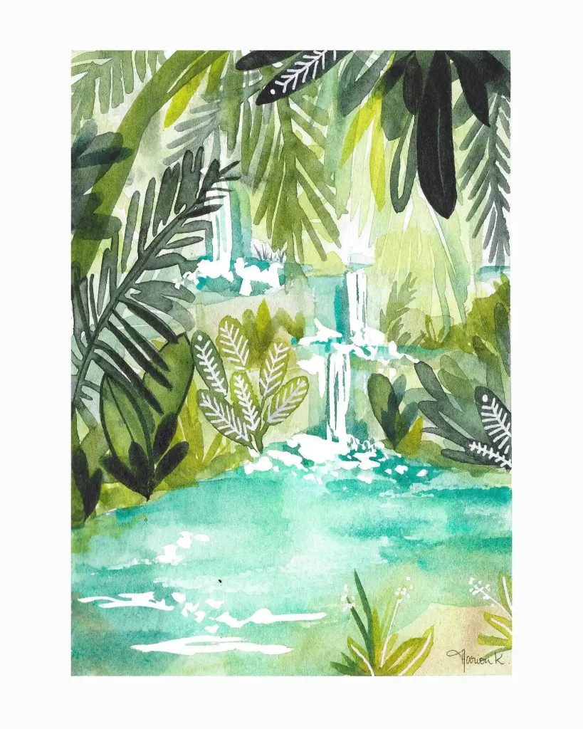 Watercolor Jungle Drawing Ideas 20