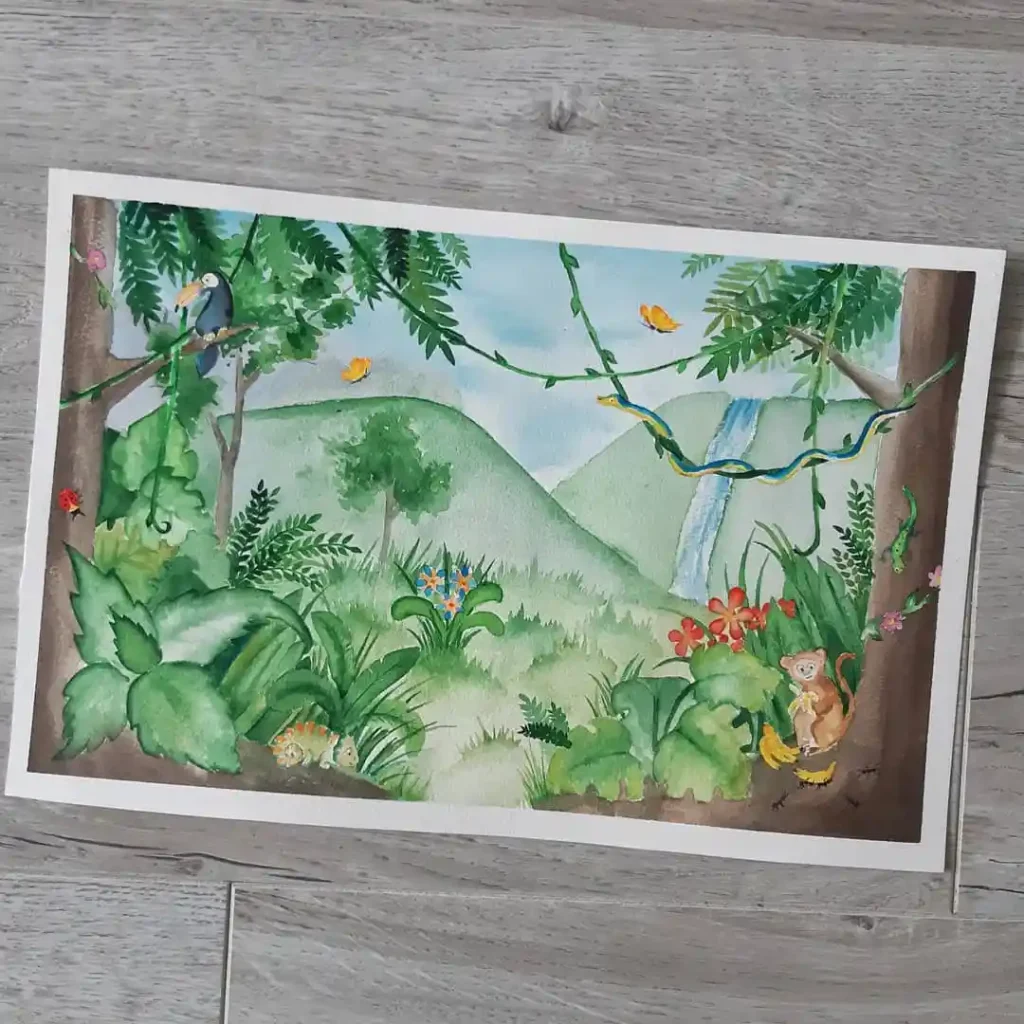 Watercolor Jungle Drawing Ideas 21