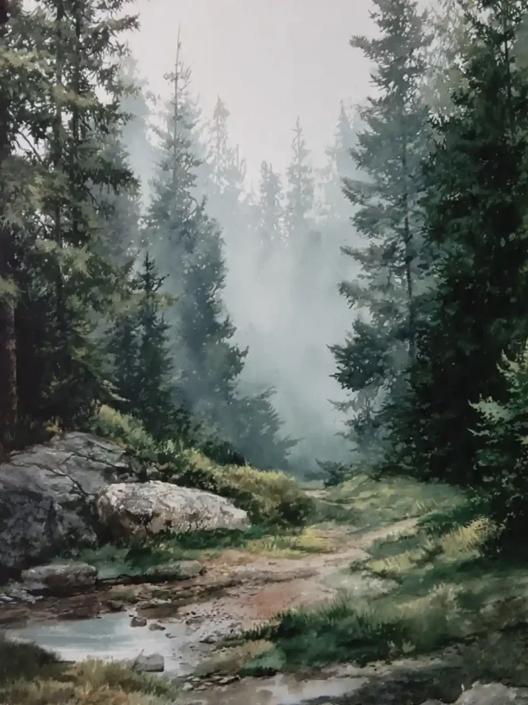 Watercolor Jungle Drawing Ideas 29