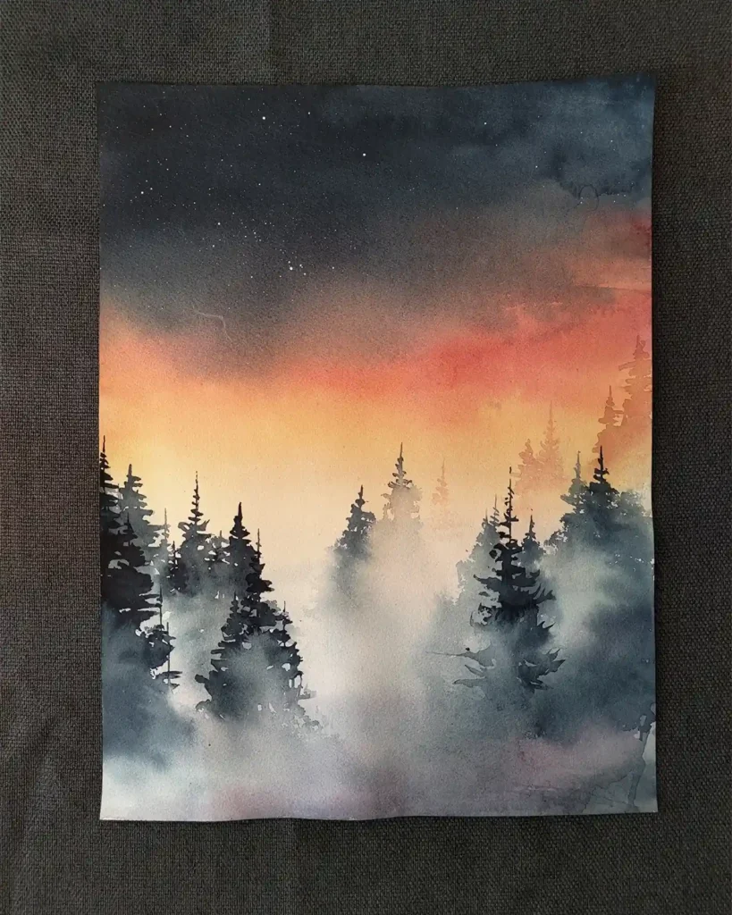 Watercolor Jungle Drawing Ideas 30