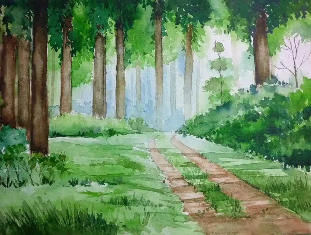 Watercolor Jungle Drawing Ideas 31