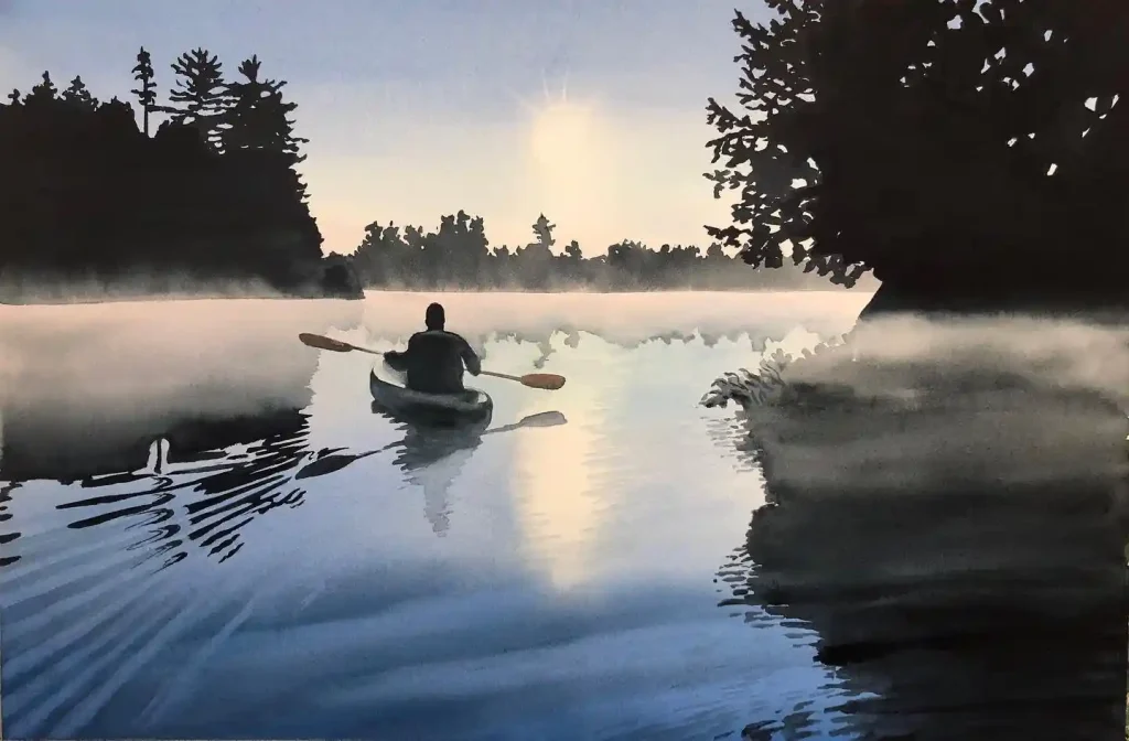 Watercolor Lake Drawing Ideas 10