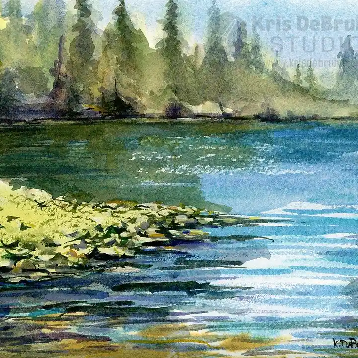 Watercolor Lake Drawing Ideas 11