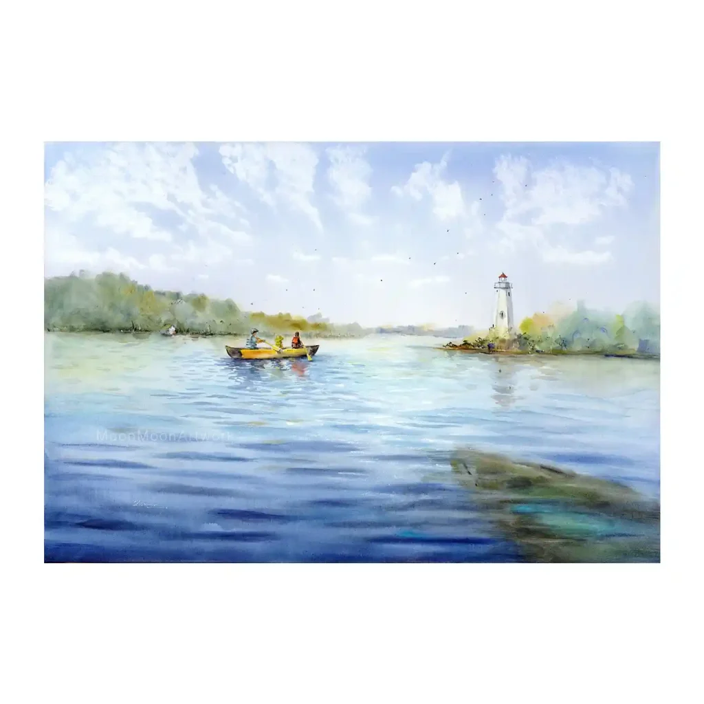 Watercolor Lake Drawing Ideas 14