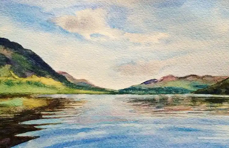 Watercolor Lake Drawing Ideas 16