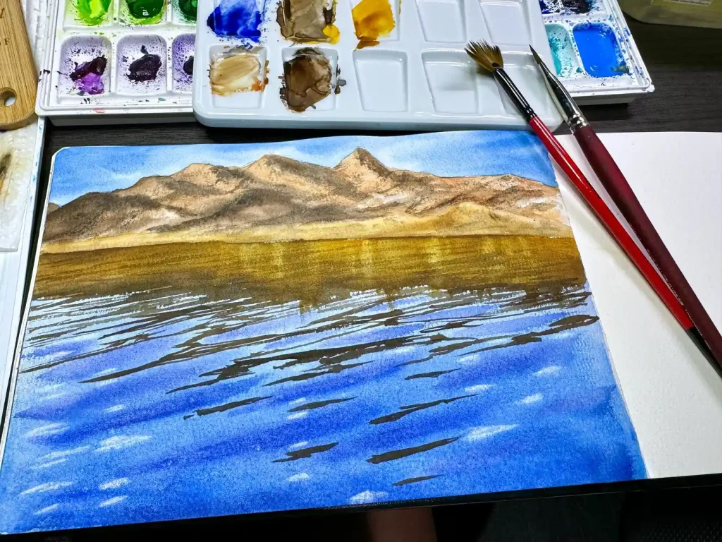 Watercolor Lake Drawing Ideas 2