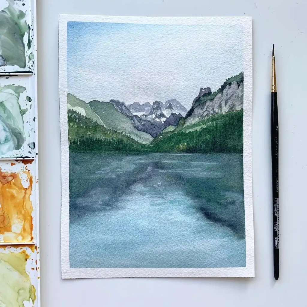 Watercolor Lake Drawing Ideas 24