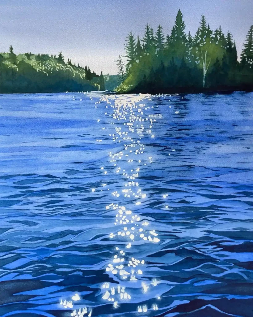 Watercolor Lake Drawing Ideas 29