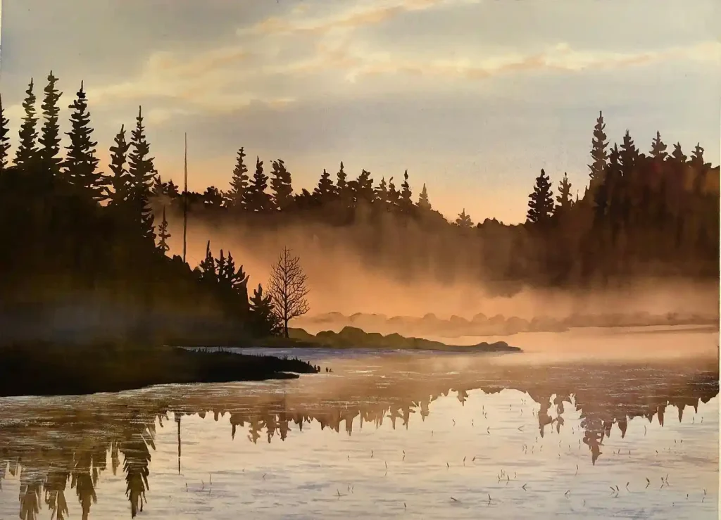 Watercolor Lake Drawing Ideas 3