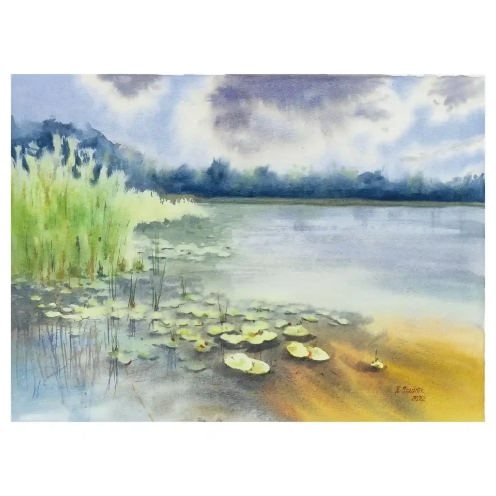 Watercolor Lake Drawing Ideas 5