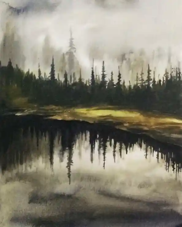 Watercolor Lake Drawing Ideas 6