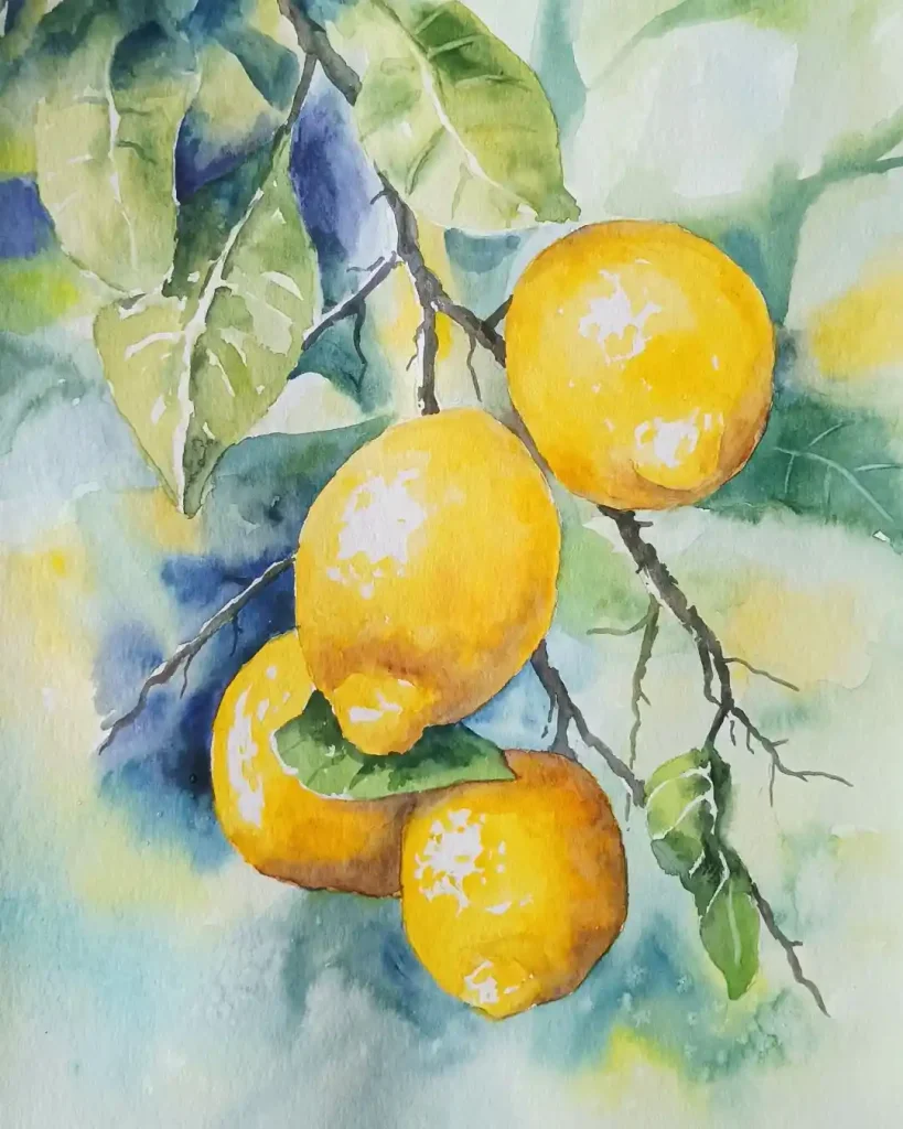 Watercolor Lemon Drawing Ideas 1
