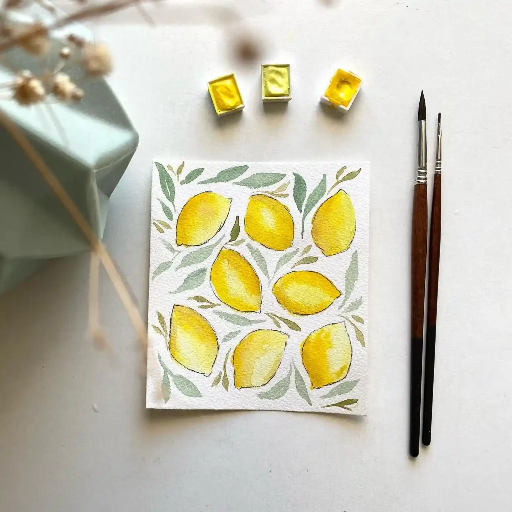 Watercolor Lemon Drawing Ideas 10
