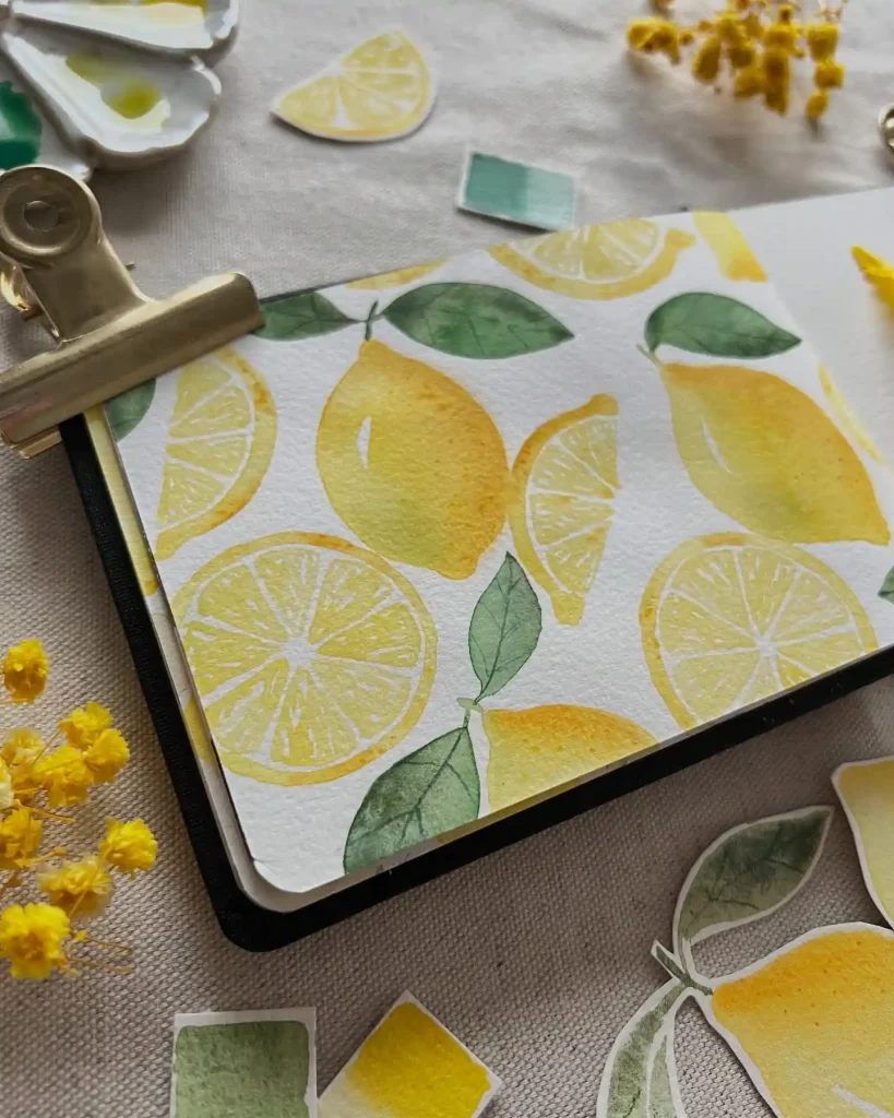 Watercolor Lemon Drawing Ideas 12