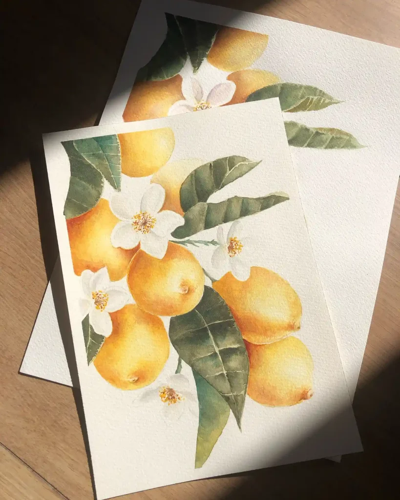 Watercolor Lemon Drawing Ideas 14