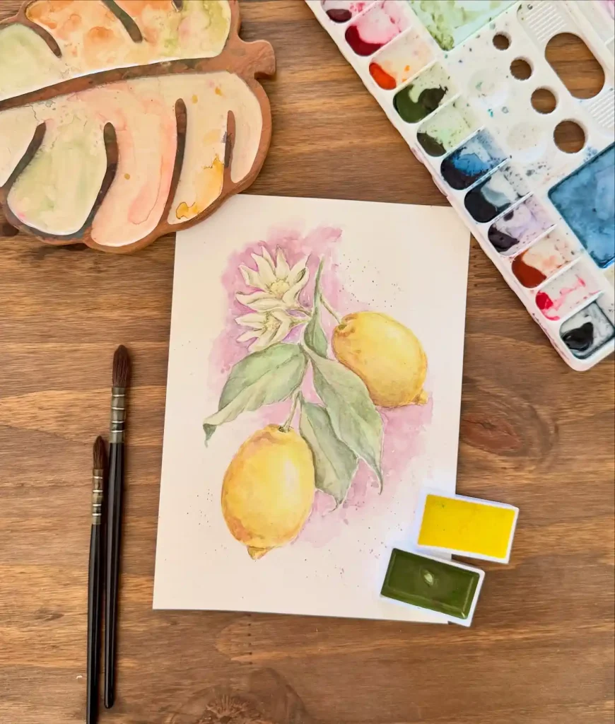 Watercolor Lemon Drawing Ideas 17