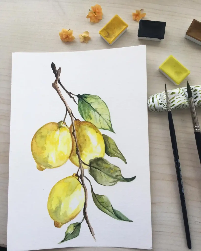 Watercolor Lemon Drawing Ideas 19