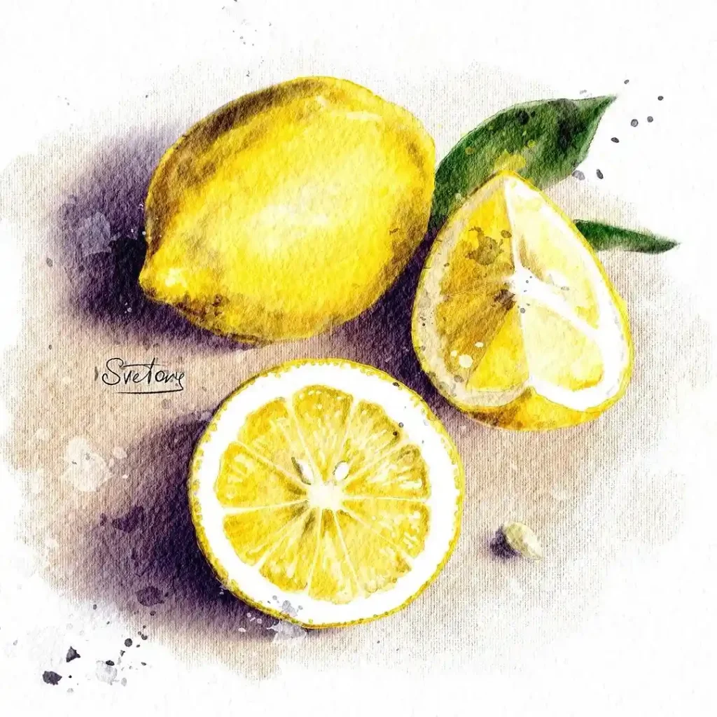 Watercolor Lemon Drawing Ideas 2