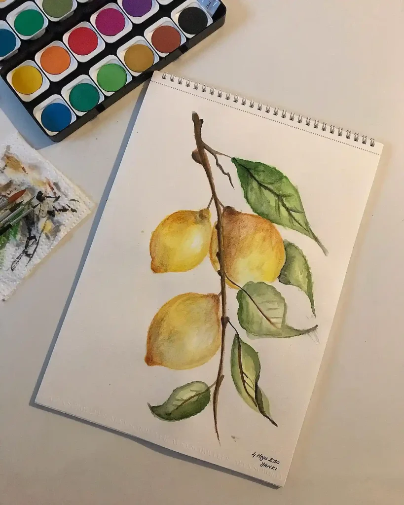 Watercolor Lemon Drawing Ideas 23