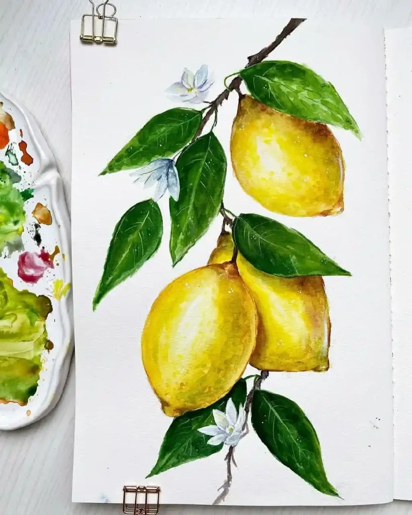 Watercolor Lemon Drawing Ideas 25