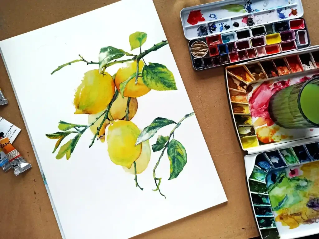 Watercolor Lemon Drawing Ideas 27