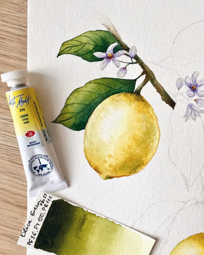Watercolor Lemon Drawing Ideas 30
