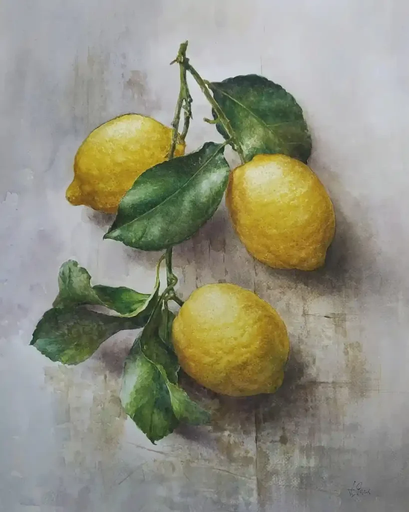 Watercolor Lemon Drawing Ideas 4