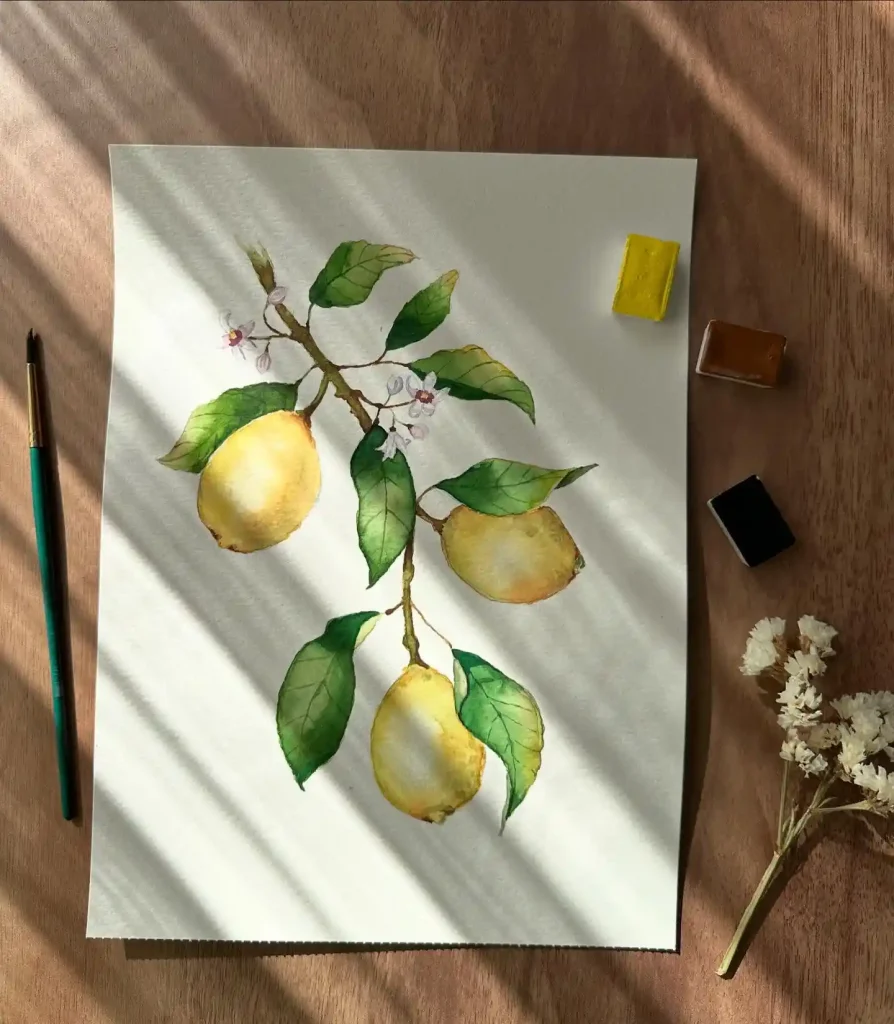 Watercolor Lemon Drawing Ideas 6