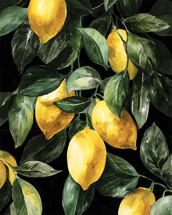 Watercolor Lemon Drawing Ideas 7