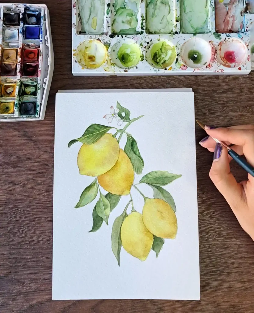 Watercolor Lemon Drawing Ideas 9