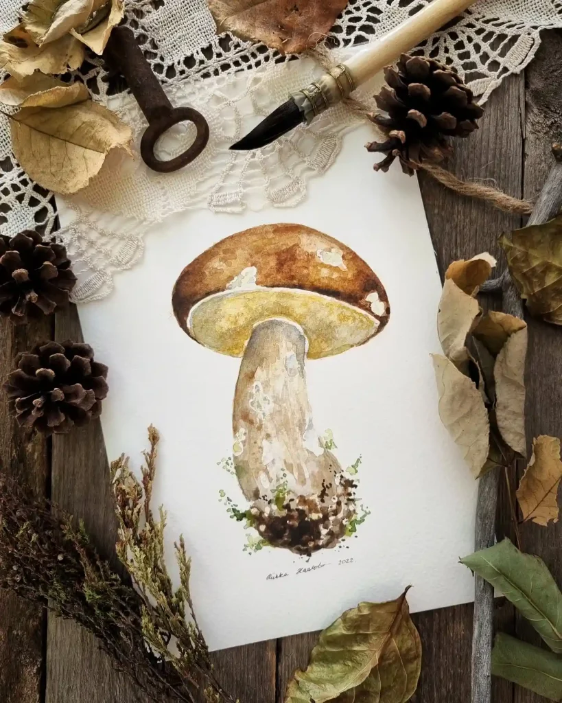 Watercolor Mushroom Drawing Ideas 1