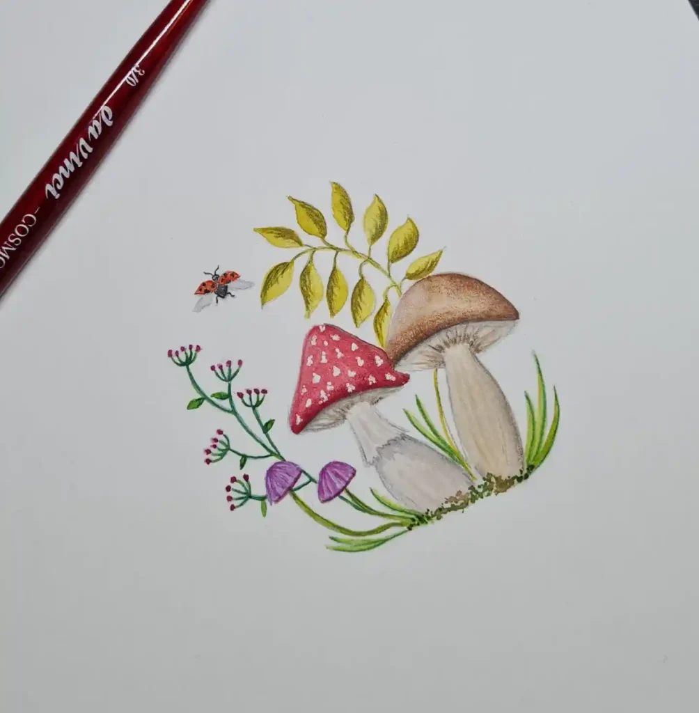 Watercolor Mushroom Drawing Ideas 10