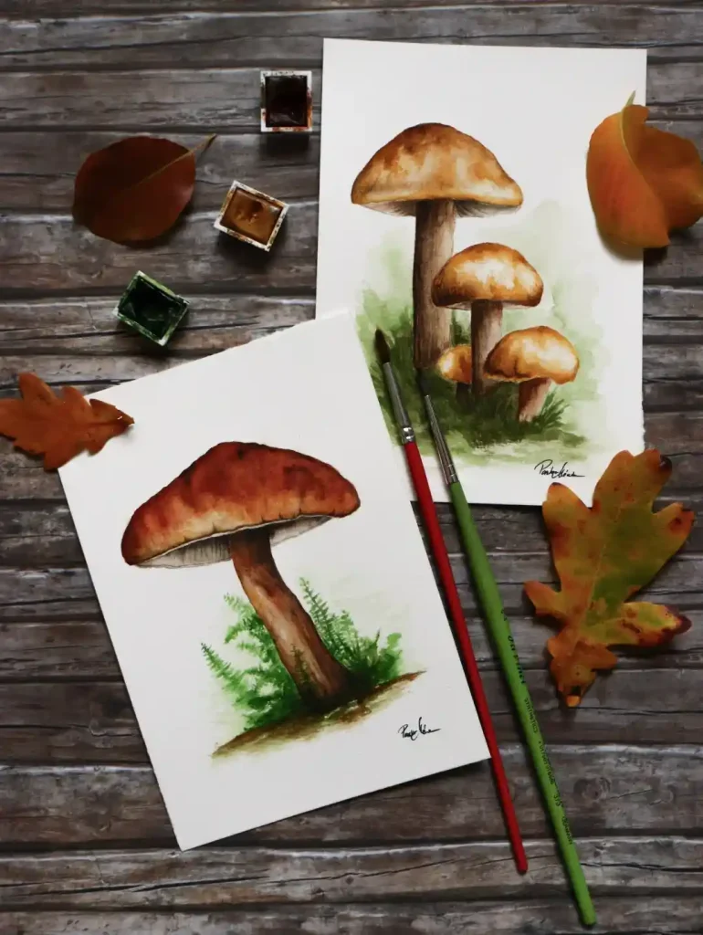 Watercolor Mushroom Drawing Ideas 11