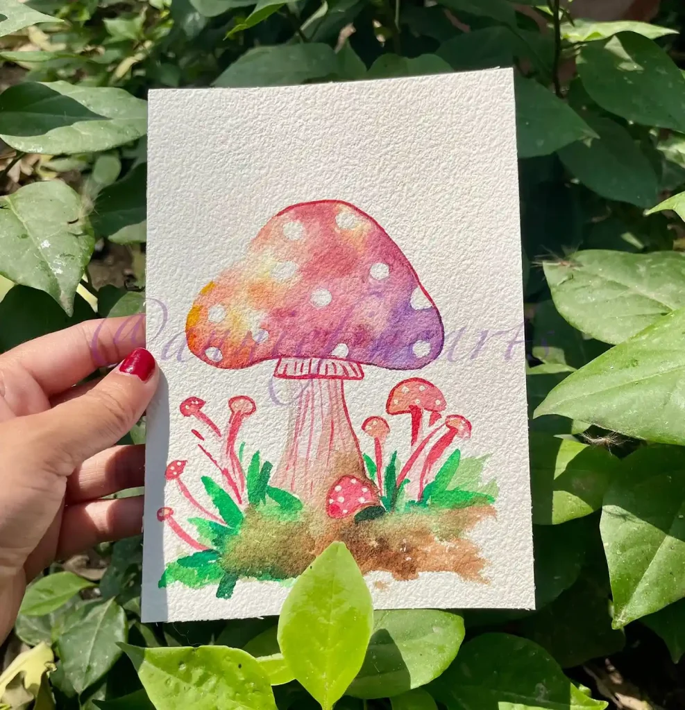 Watercolor Mushroom Drawing Ideas 18