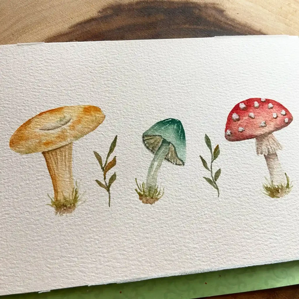 Watercolor Mushroom Drawing Ideas 2