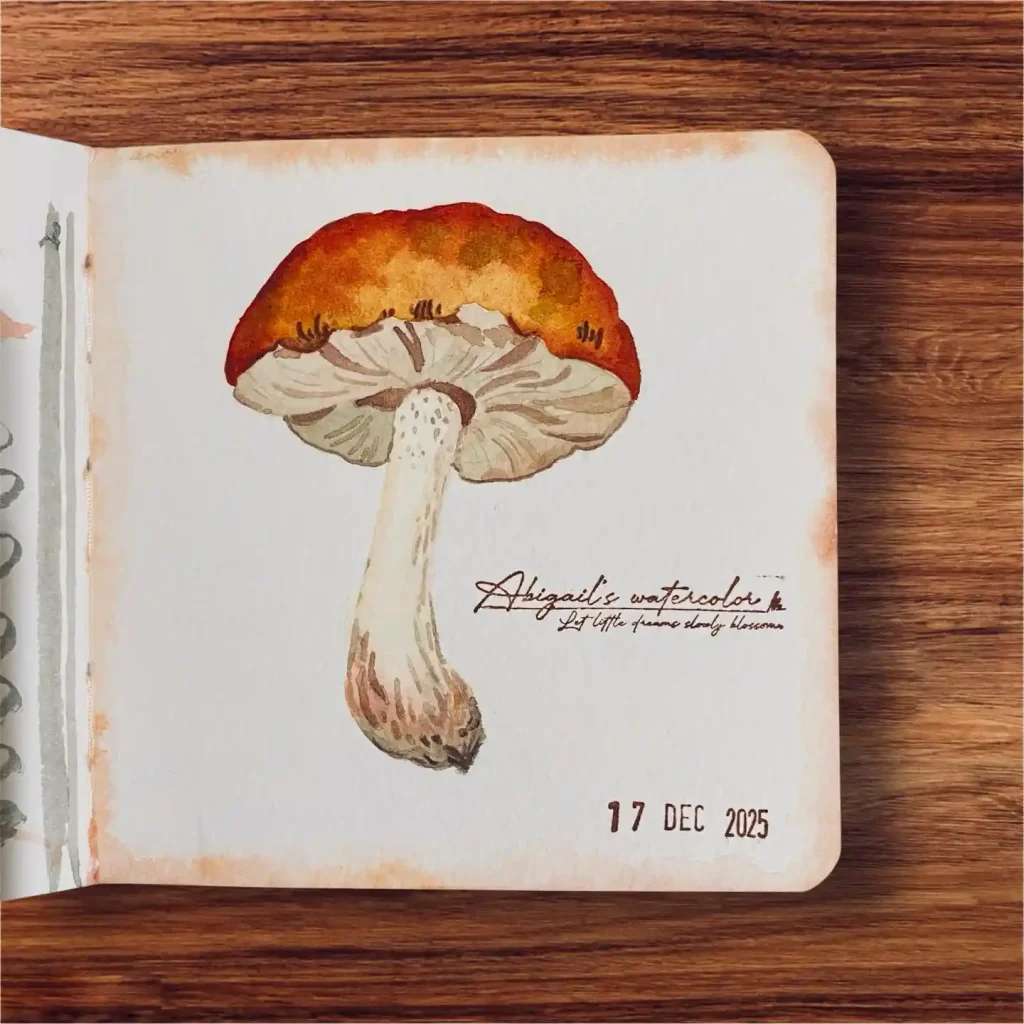 Watercolor Mushroom Drawing Ideas 27