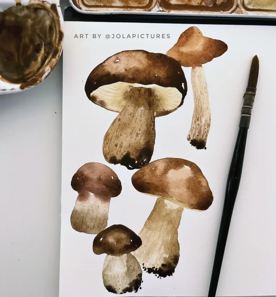 Watercolor Mushroom Drawing Ideas 3