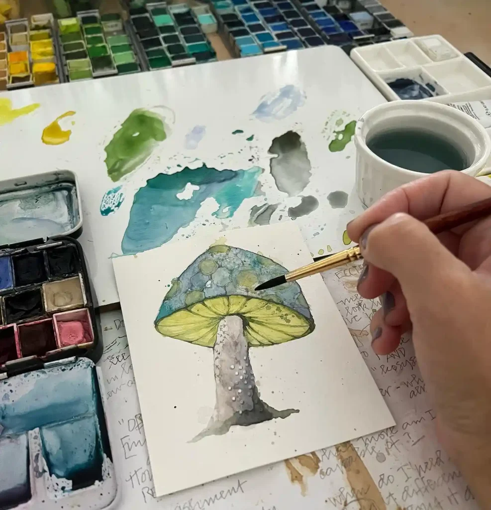 Watercolor Mushroom Drawing Ideas 33