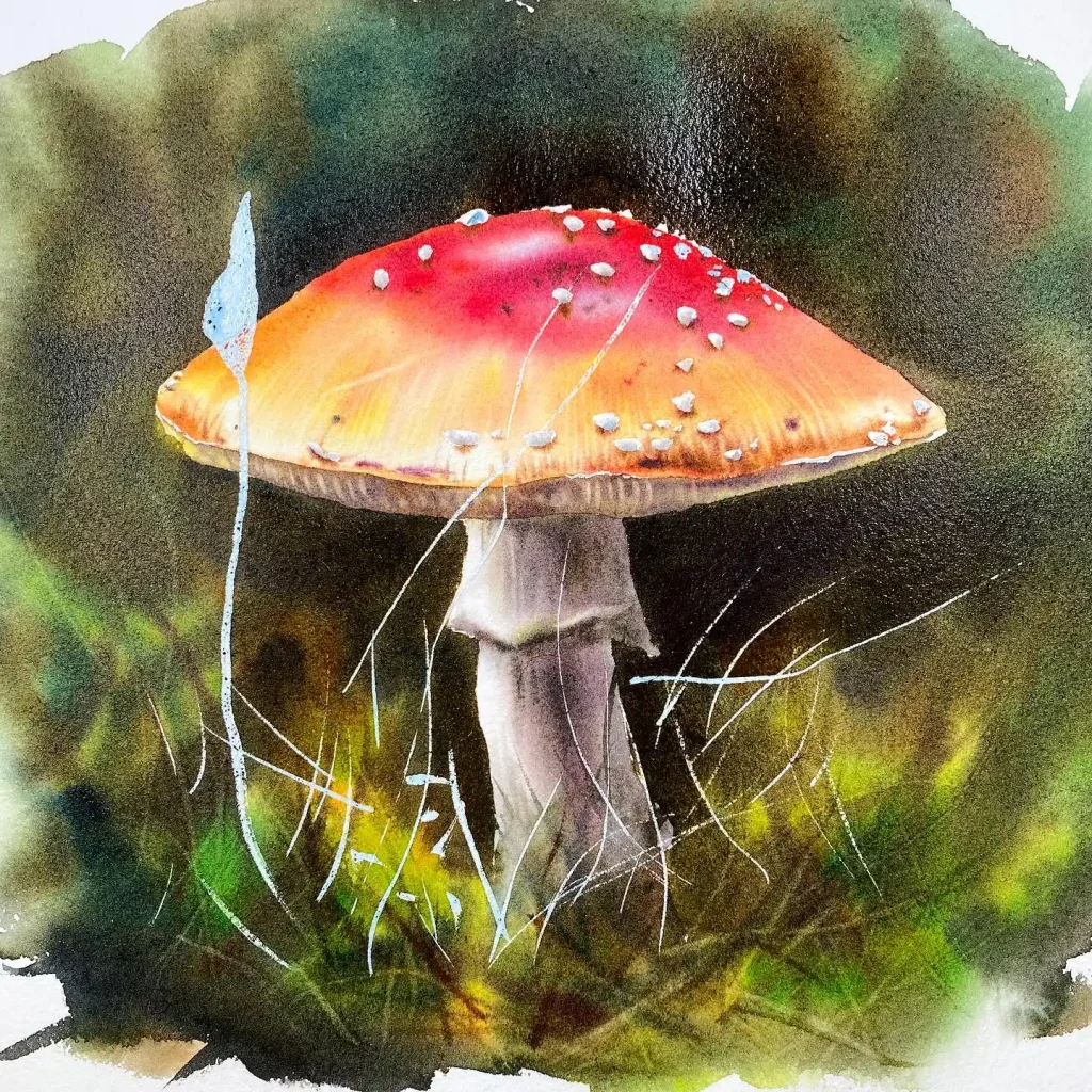 Watercolor Mushroom Drawing Ideas 5