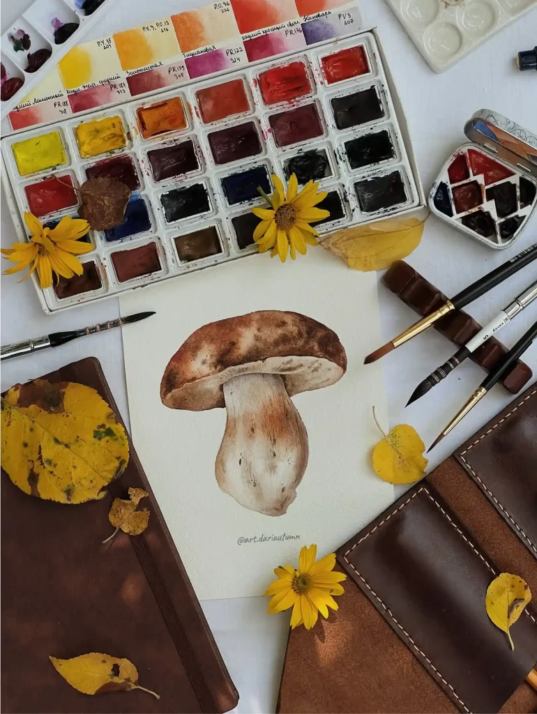 Watercolor Mushroom Drawing Ideas 6