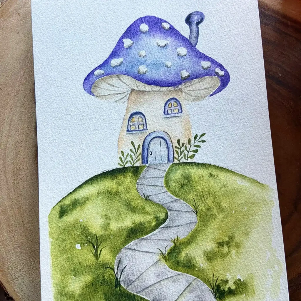Watercolor Mushroom Drawing Ideas 9