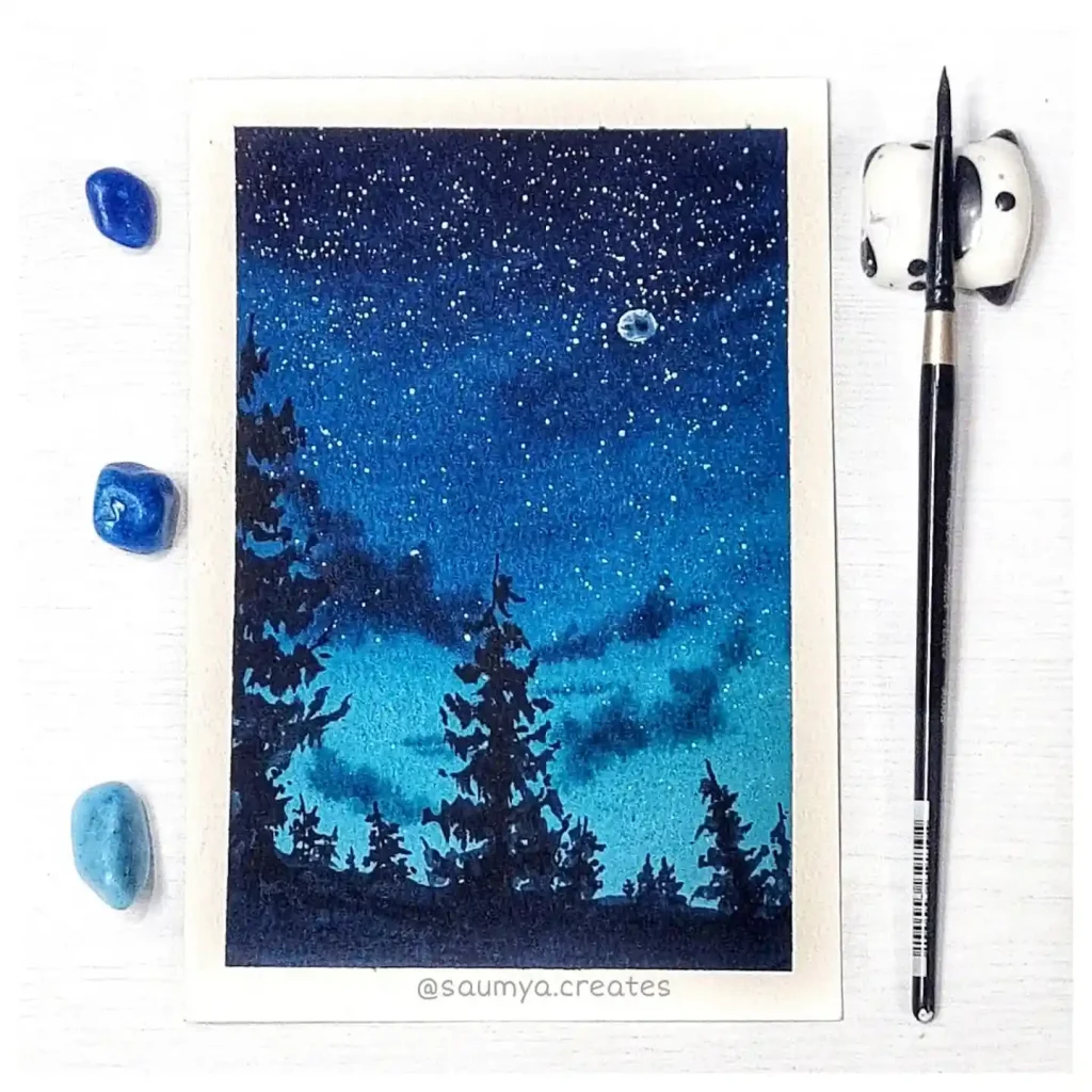 Watercolor Night Drawing Ideas 1