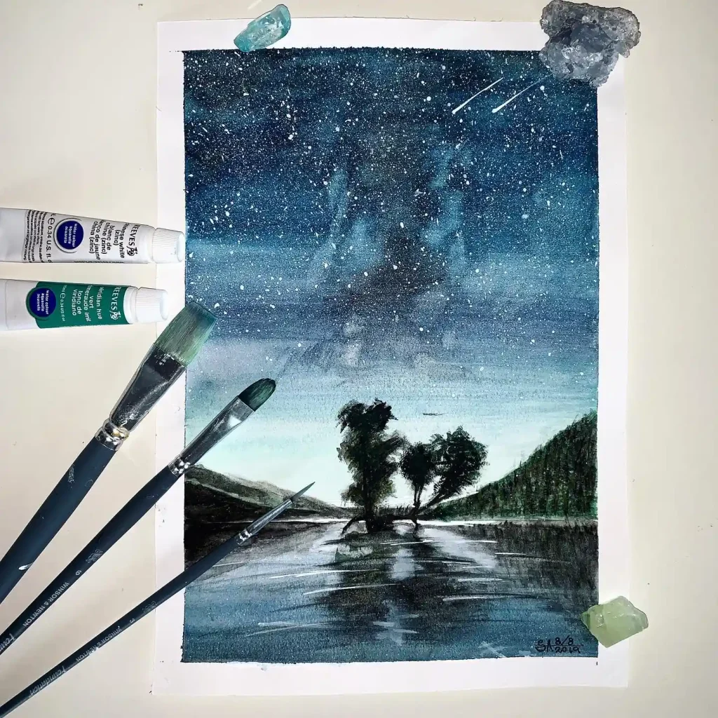 Watercolor Night Drawing Ideas 11